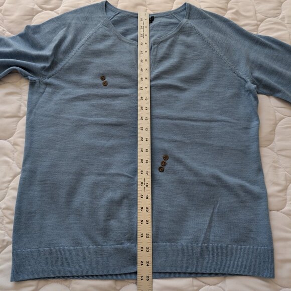 Sky Blue merino wool button detail cardigan XL EUC no brand, tag snipped - Picture 7 of 10